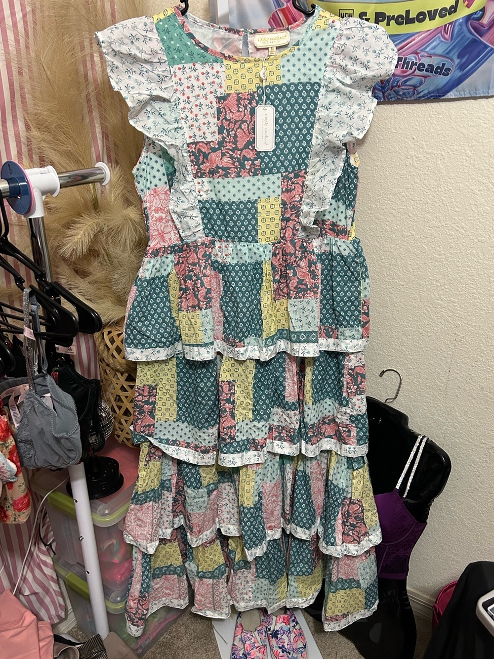 Simply Southern Hailey Patchwork Midi Dress M - P2P Total= 36”/ Waist Total= 32” - Picture 3 of 3
